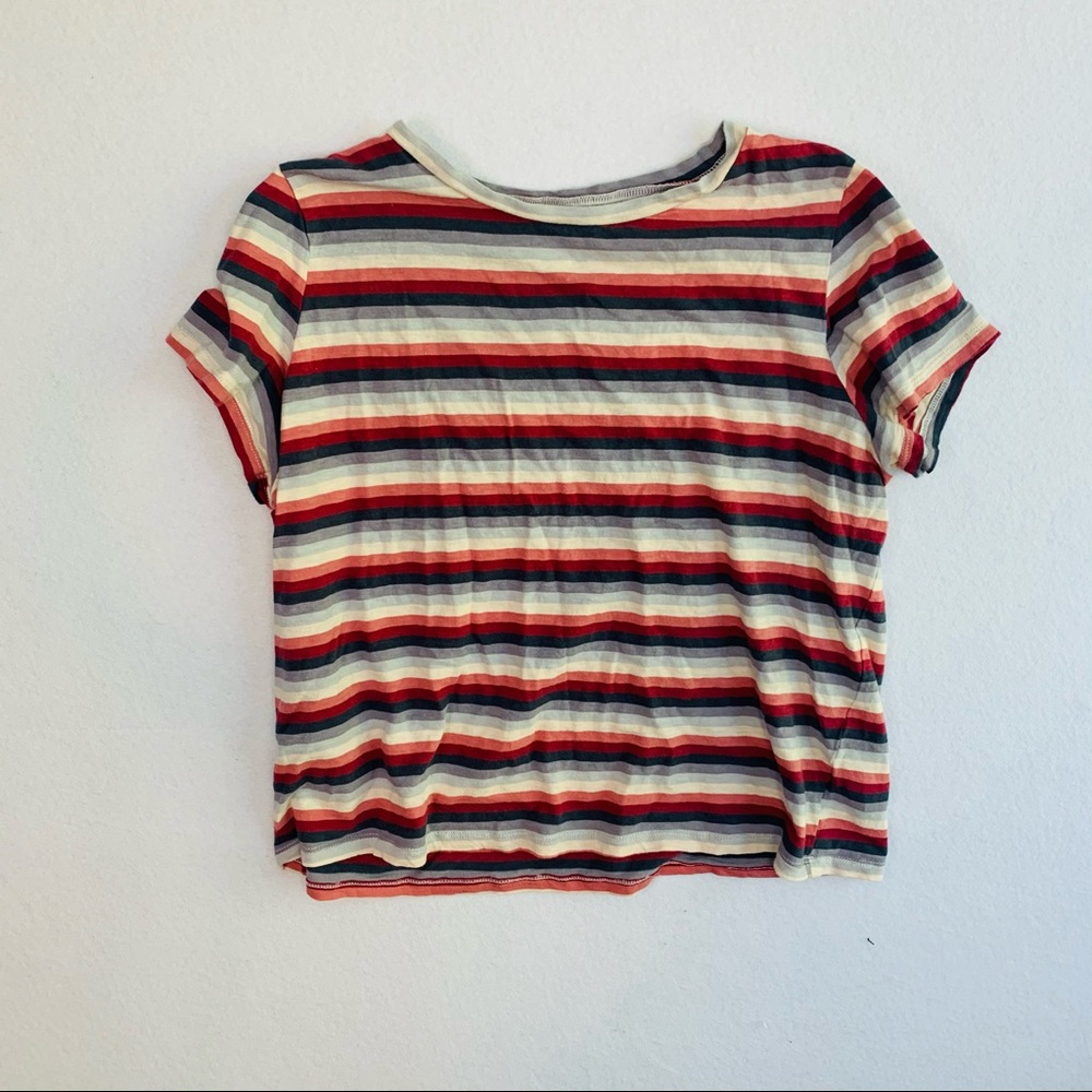 American Eagle Sz XL Striped Crop Top Tee